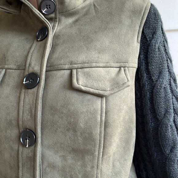 Fate Faux Suede Sweater Moto Jacket Cardi Size M Medium Cardigan - Picture 3 of 16